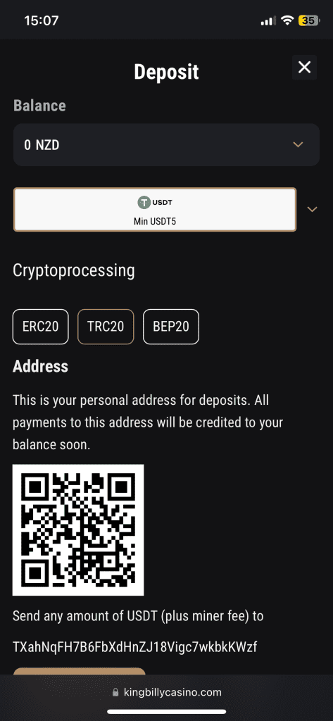 King Billy Casino deposit