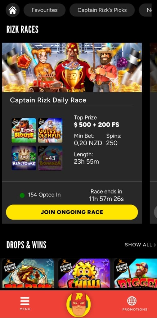 Rizk Casino Screen