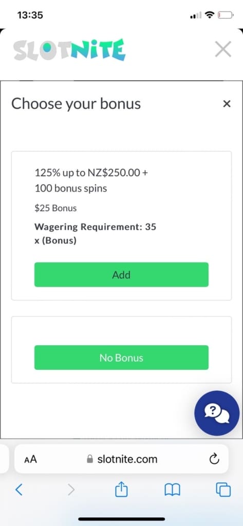 Slotnite Casino Screen