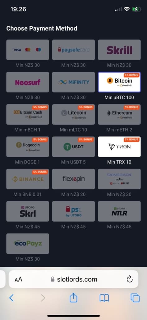 SlotLords Casino Screen