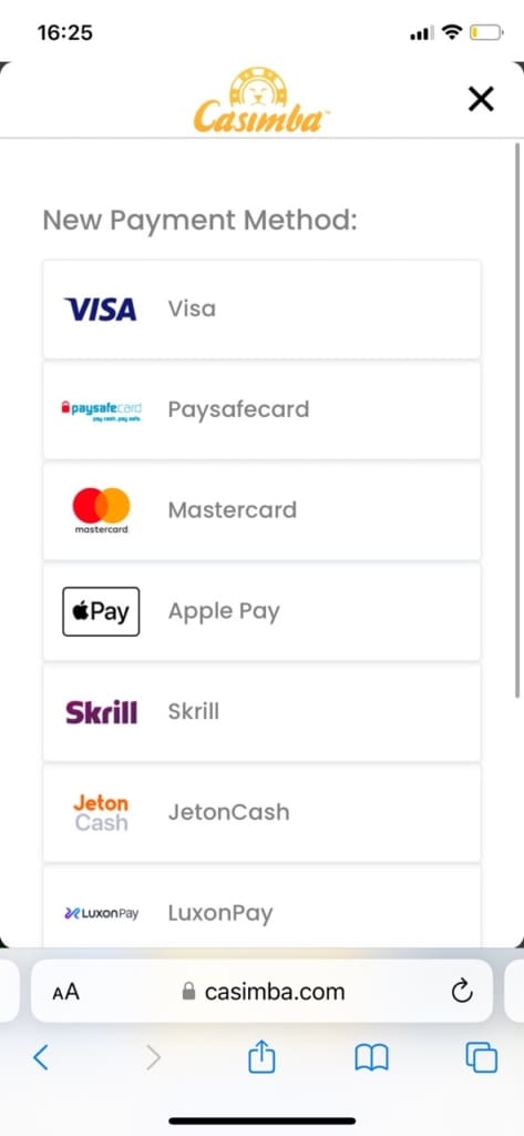 Casimba Casino Screen