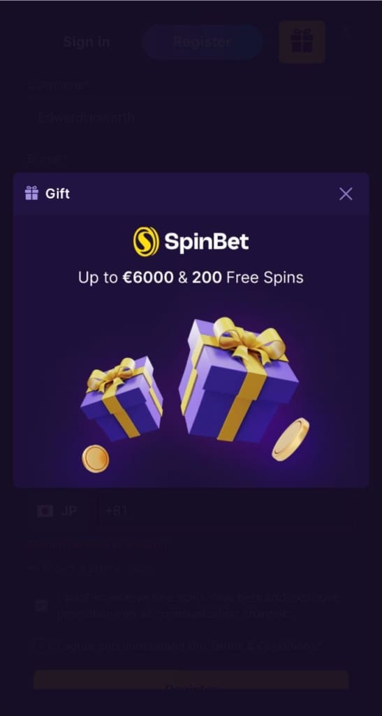 Spinbet Casino Bonus