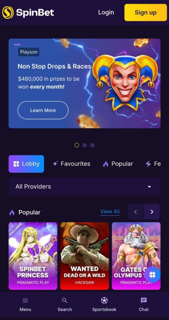 Spinbet Casino games