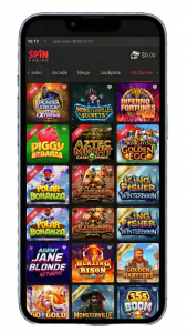 spin casino mobile app screen